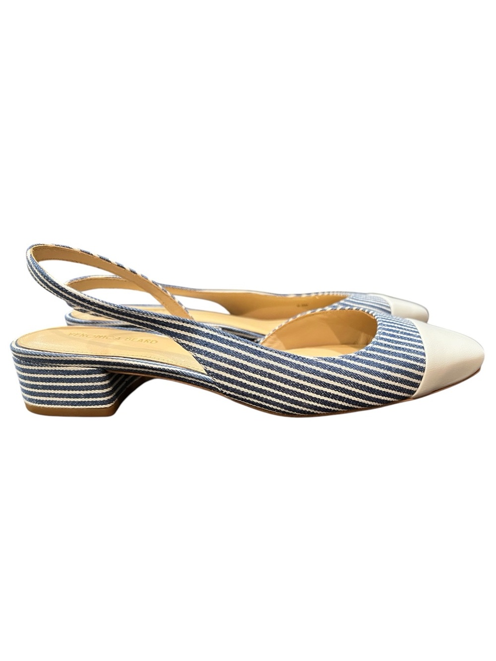 Veronica Beard Cecile Stripe Slingback Ballerina Pumps Blue White NWOT 6.5 - Picture 2 of 8
